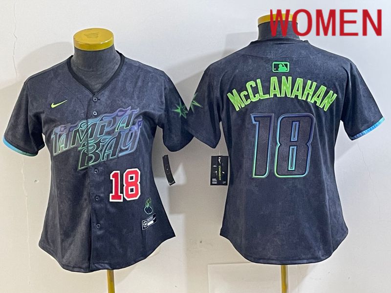Women Tampa Bay Rays #18 Mcclanahan Black City Edition 2024 Nike MLB Jersey style 5->youth mlb jersey->Youth Jersey